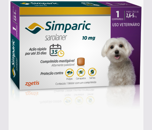 Simparic Comprimido contra Pulgas e Carrapatos para cães de 2.6 a 5kg